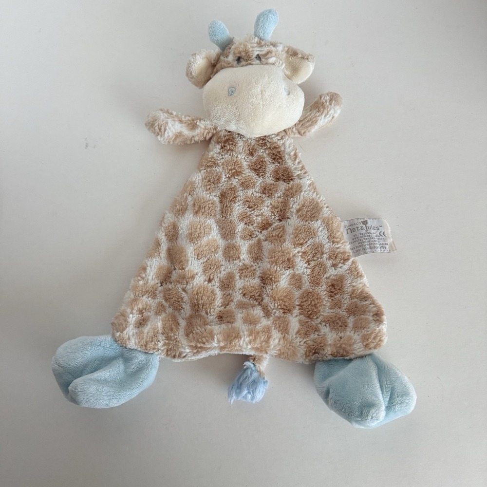 Demdaco Nat & Jules Giraffe Lovey Security Blanket Rattle Plush Soft Baby Toy‎